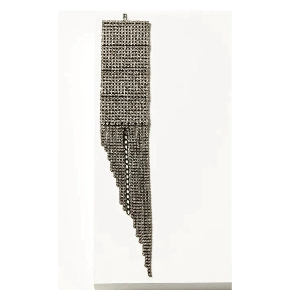 NWT Wonderwest Women’s Rhinestone Fringe Bracelet WWAHO23B3 Pewter Statement Pc